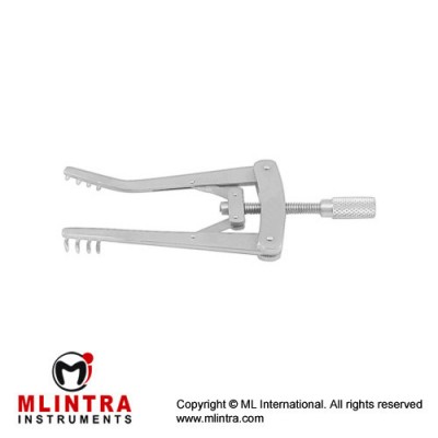 Alm Wound Spreader 4 x 4 Blunt Prongs Stainless Steel, 10 cm - 4"